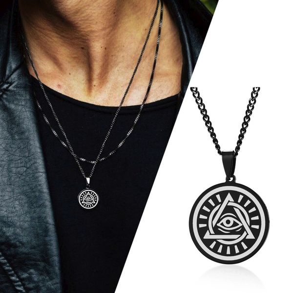 mystic eye of god disc pendants and necklaces for men stainless steel jewelry, Silver
mystic eye of god disc pendants and necklaces for men stainless steel jewelry, Silver