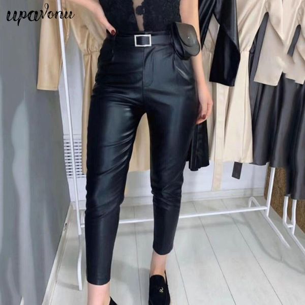 classic women's pu leather pants fashion high waist belt + bag black skinny pencil leather pants new 2020 women's cropped, Black;white
classic women's pu leather pants fashion high waist belt + bag black skinny pencil leather pants new 2020 women's cropped, Black;white