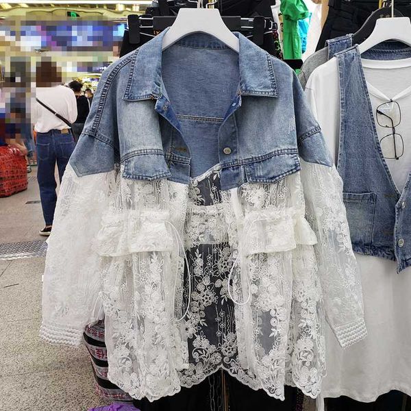 women's denim jacket lace jacket 2020 spring summer new lace jeans coat fashion ladies jackets ropa de mujer chaquetas mujer, Black;brown
women's denim jacket lace jacket 2020 spring summer new lace jeans coat fashion ladies jackets ropa de mujer chaquetas mujer, Black;brown