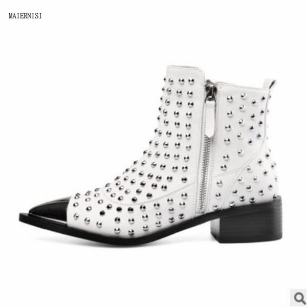 new style genuine leather women's boots short boots fashion rivets shoes woman 4cm square heel 3-11 12 maiern, Black
new style genuine leather women's boots short boots fashion rivets shoes woman 4cm square heel 3-11 12 maiern, Black