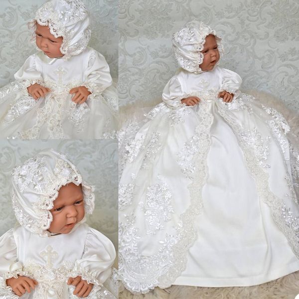 2021 white lace first communion dresses jewel neck appliques baptism dresses with bonnet for baby kids wear
2021 white lace first communion dresses jewel neck appliques baptism dresses with bonnet for baby kids wear