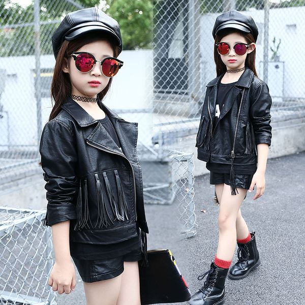 children jacket autumn winter girls coat fashion tassel kids outerwear teenage girls leather, Blue;gray
children jacket autumn winter girls coat fashion tassel kids outerwear teenage girls leather, Blue;gray