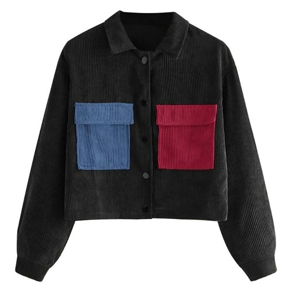2020 women jacket fashion womens winter jacket women's long sleeve pockets contrast panel button front corduroy #40%, Black;brown
2020 women jacket fashion womens winter jacket women's long sleeve pockets contrast panel button front corduroy #40%, Black;brown