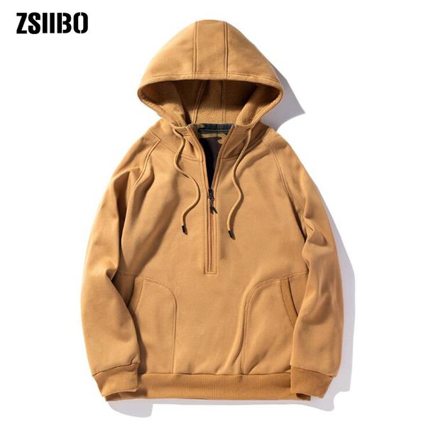 2020 autumn and winter new men's half zipper double pockets plus velvet hoodie solid color trend fashion men's clothing wgwy69, Black
2020 autumn and winter new men's half zipper double pockets plus velvet hoodie solid color trend fashion men's clothing wgwy69, Black