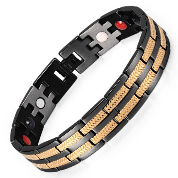 link, chain men healing bracelet magnetic stainless steel bracelets with gold plating hand germanium male & bangles, Black
link, chain men healing bracelet magnetic stainless steel bracelets with gold plating hand germanium male & bangles, Black