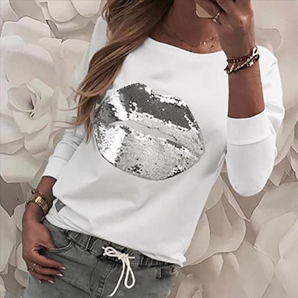 sequin sweatshirt women shining lips printed white pullover long sleeve o neck loose basic women sweatshirts sudadera mujer, Black
sequin sweatshirt women shining lips printed white pullover long sleeve o neck loose basic women sweatshirts sudadera mujer, Black