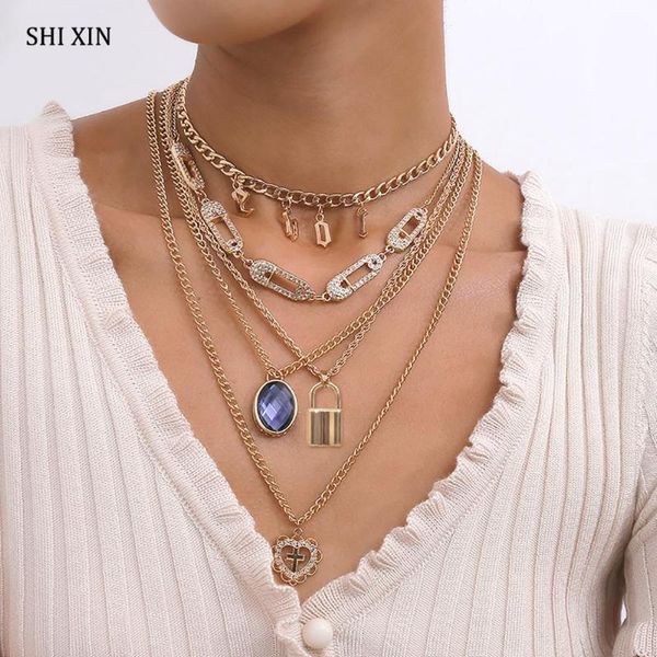 pendant necklaces shixin 4 pcs/set punk shining crystal paperclip choker collar necklace hiphop letter/lock/cross/heart for women, Silver
pendant necklaces shixin 4 pcs/set punk shining crystal paperclip choker collar necklace hiphop letter/lock/cross/heart for women, Silver