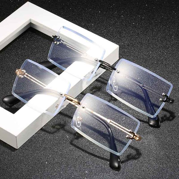 retro rimless rectangle anti blue light glasses men vintage computer glasses women rimless eyeglasses clear lens, White;black
retro rimless rectangle anti blue light glasses men vintage computer glasses women rimless eyeglasses clear lens, White;black