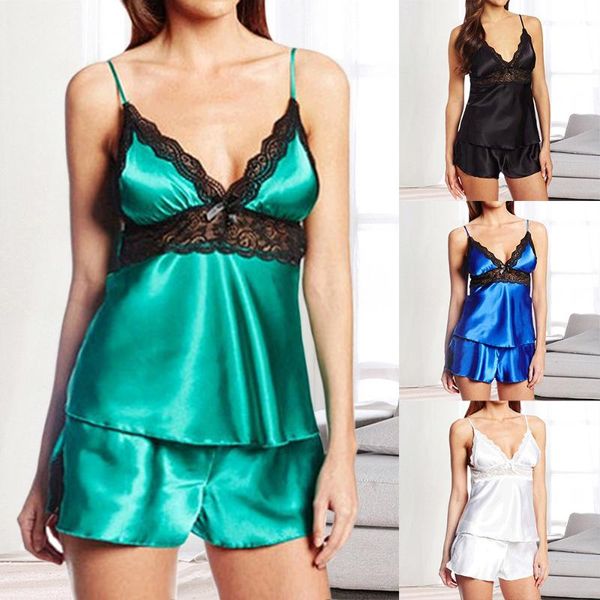 v-neck women pajamas strap sleepwear summer ice silk with chest pad nightdress shorts two-piece set thin sleepwears ladies, Black;blue
v-neck women pajamas strap sleepwear summer ice silk with chest pad nightdress shorts two-piece set thin sleepwears ladies, Black;blue