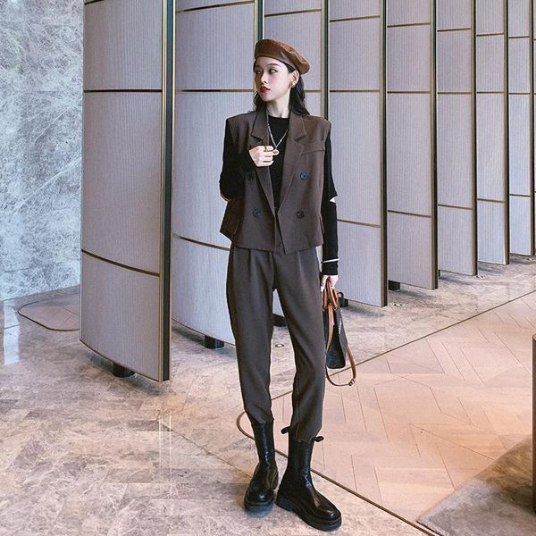women's two piece pants 2021 early autumn wear suit vest women outdoor waistcoat loose temperament workplace, White
women's two piece pants 2021 early autumn wear suit vest women outdoor waistcoat loose temperament workplace, White