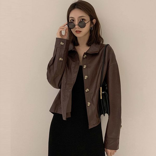 women's pu leather coats new arrivals leather jackets fashion 2020 autumn female loose outerwear vintage moto & biker coats n377, Black
women's pu leather coats new arrivals leather jackets fashion 2020 autumn female loose outerwear vintage moto & biker coats n377, Black