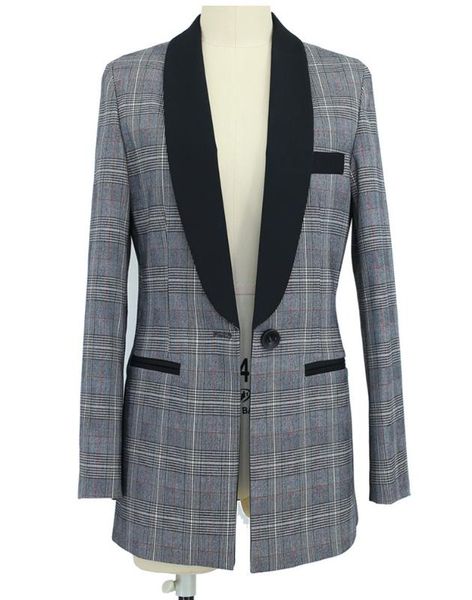 women's suits & blazers vintage elegant long women plaid suit jacket coat double breasted blazer femme pockets outwear female 2021, White;black
women's suits & blazers vintage elegant long women plaid suit jacket coat double breasted blazer femme pockets outwear female 2021, White;black