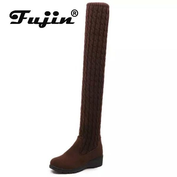 fujin women boots winter knitting wool high dropshipping flat bottomed wedge increasing fashion leisure over the knee boots, Black
fujin women boots winter knitting wool high dropshipping flat bottomed wedge increasing fashion leisure over the knee boots, Black