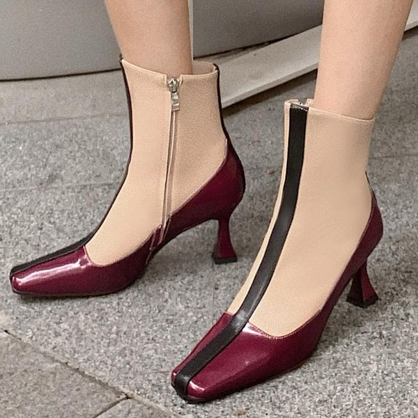women square head high heels ankle boots square heels zip autumn winter fashion zip party black red booties 2020
women square head high heels ankle boots square heels zip autumn winter fashion zip party black red booties 2020