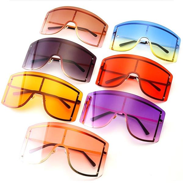 windproof oversized shield sunglasses for women men vintage rimless alloy one piece sun glasses female gradient shades, White;black
windproof oversized shield sunglasses for women men vintage rimless alloy one piece sun glasses female gradient shades, White;black