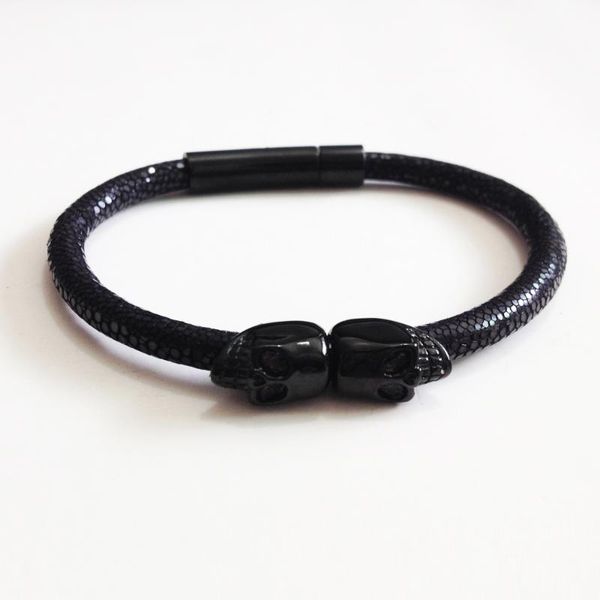 northskull stainless steel twin skull bracelets bangles for man women genuine leather stingray bracelet jewelry gift, Black
northskull stainless steel twin skull bracelets bangles for man women genuine leather stingray bracelet jewelry gift, Black