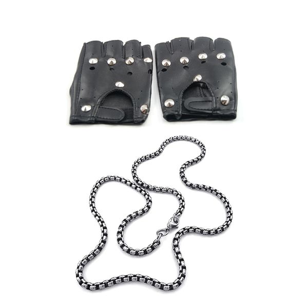 pendant necklaces black leather look fingerless gloves & 4mm biker retro link stainless steel for men with gift bag - 55cm, Silver
pendant necklaces black leather look fingerless gloves & 4mm biker retro link stainless steel for men with gift bag - 55cm, Silver