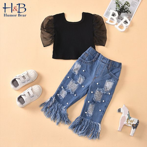 humor bear summer girls kids clothing toddler summer net sleeve t-shirt+broken beads raw border jeans children 2pcs clothes sets, White
humor bear summer girls kids clothing toddler summer net sleeve t-shirt+broken beads raw border jeans children 2pcs clothes sets, White