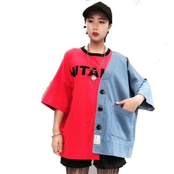 qing mo 2020 women denim spell t shirt patchwork color t shirt female personality plus size t shirt summer zqy3871 c200919, White
qing mo 2020 women denim spell t shirt patchwork color t shirt female personality plus size t shirt summer zqy3871 c200919, White