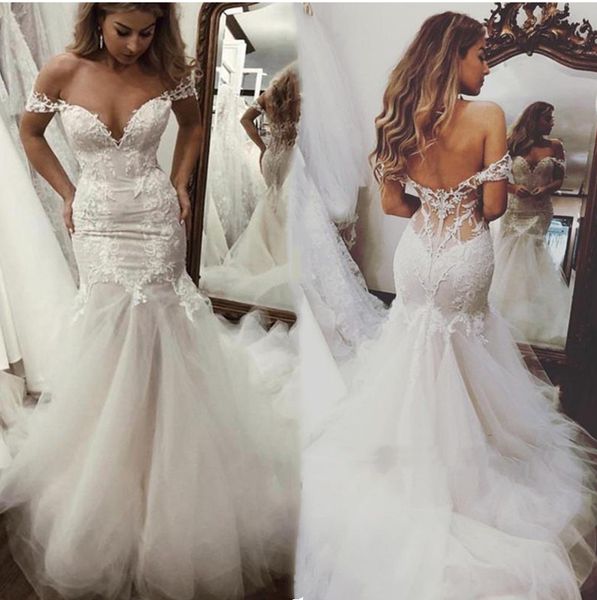 2021 charming off shoudler mermaid wedding dresses bridal gowns appliques lace illusion backless custom made formal bride dress, White
2021 charming off shoudler mermaid wedding dresses bridal gowns appliques lace illusion backless custom made formal bride dress, White