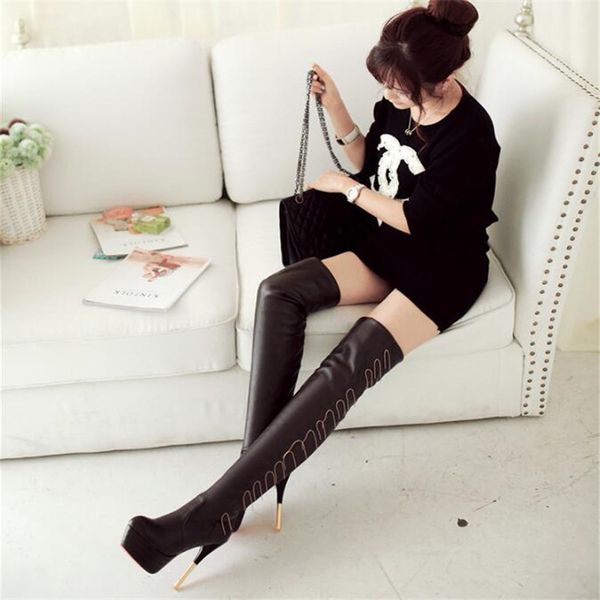 new pattern europe and america extra large code women's boots 12cm thin heels elastic boots superior quality over knee 34-44 45, Black
new pattern europe and america extra large code women's boots 12cm thin heels elastic boots superior quality over knee 34-44 45, Black