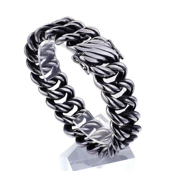 vintage stainless steel 22mm wide heavy men's curb cuban chain link bracelet punk hiphop mens biker bracelets & bangles jewelry, Black
vintage stainless steel 22mm wide heavy men's curb cuban chain link bracelet punk hiphop mens biker bracelets & bangles jewelry, Black