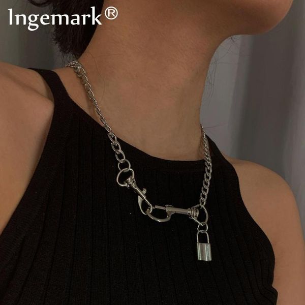 cuban lock pendant choker necklace steampunk gothic padlock silver color chain necklace for women aesthetic jewelry
cuban lock pendant choker necklace steampunk gothic padlock silver color chain necklace for women aesthetic jewelry