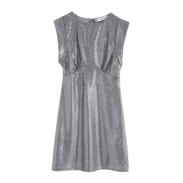 casual dresses fashionable sleeveless round-collar shiny buttock-wrapped short dress for autumn women in, Black;gray
casual dresses fashionable sleeveless round-collar shiny buttock-wrapped short dress for autumn women in, Black;gray
