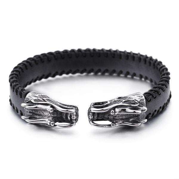 european and american stainless steel men's faucet leather bracelet fashion punk titanium steel bracelet, Black
european and american stainless steel men's faucet leather bracelet fashion punk titanium steel bracelet, Black