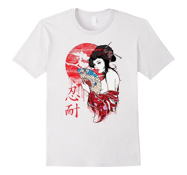 2018 new summer fashion men tee shirt japanese geisha t-shirt casual t-shirt