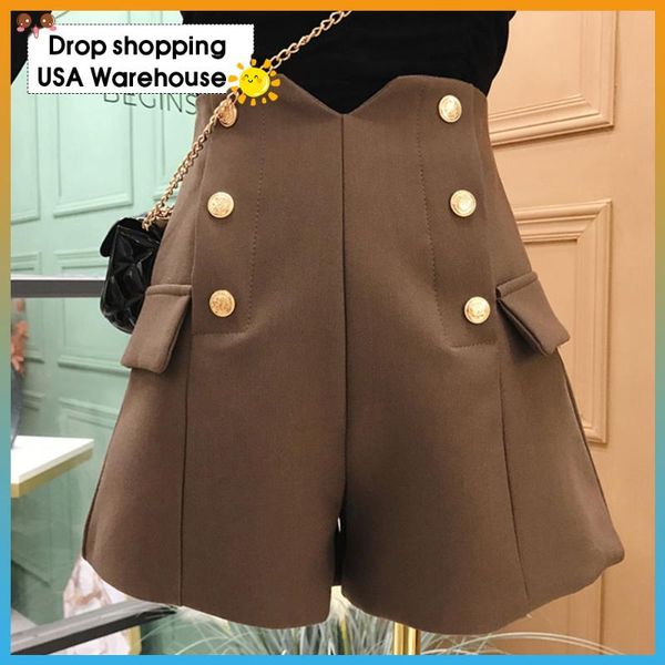 high waist suit shorts women's loose wide leg shorts korean version outerwear new trend 2020 button lady slim, White;black 
high waist suit shorts women's loose wide leg shorts korean version outerwear new trend 2020 button lady slim, White;black
