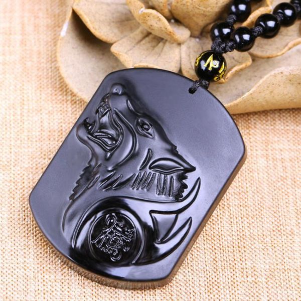 fyjs unique black obsidian stone engraved wolf pendant handmade beads chain necklace animal jewelry, Silver
fyjs unique black obsidian stone engraved wolf pendant handmade beads chain necklace animal jewelry, Silver