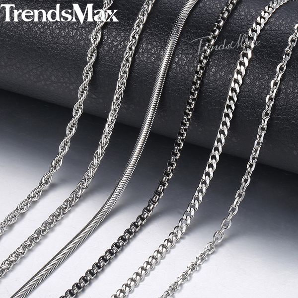 trendsmax men necklaces stainless steel curb rope box snake link chains necklace silver color men jewelry 3mm 24" 60cm knn1
trendsmax men necklaces stainless steel curb rope box snake link chains necklace silver color men jewelry 3mm 24" 60cm knn1