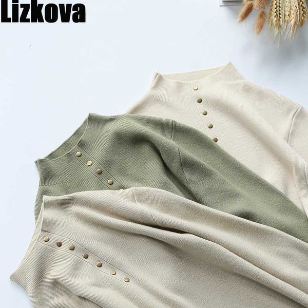 lizkova green knitted pullover women half turtleneck rivet sweater autumn 2020 ladies soft casual, White;black
lizkova green knitted pullover women half turtleneck rivet sweater autumn 2020 ladies soft casual, White;black