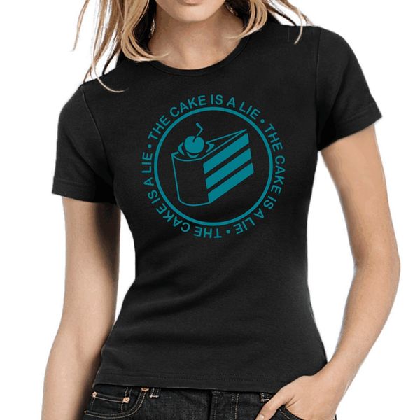 new 100% cotton tees fashion women's tees the cake is a lie t shirts for women