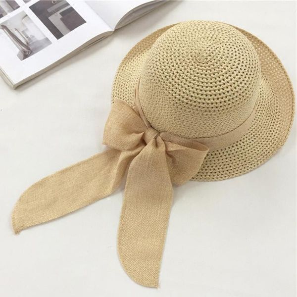women beach flat head wear sun protection wide brim elegant folding bow straw hat gift summer korean style seaside, Blue;gray
women beach flat head wear sun protection wide brim elegant folding bow straw hat gift summer korean style seaside, Blue;gray