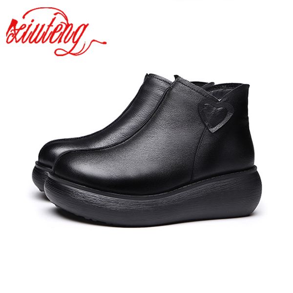 boots xiuteng 2021 winter genuine leather ankle handmade lady platform shoes comfortable casual moccasins side zip, Black
boots xiuteng 2021 winter genuine leather ankle handmade lady platform shoes comfortable casual moccasins side zip, Black