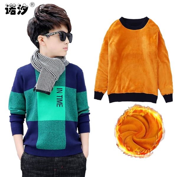 boys winter velvet sweater kids warm pullovers plush inside knitted loose jacket 4-13t teenage plaid o-neck sweaters y200901, Blue
boys winter velvet sweater kids warm pullovers plush inside knitted loose jacket 4-13t teenage plaid o-neck sweaters y200901, Blue