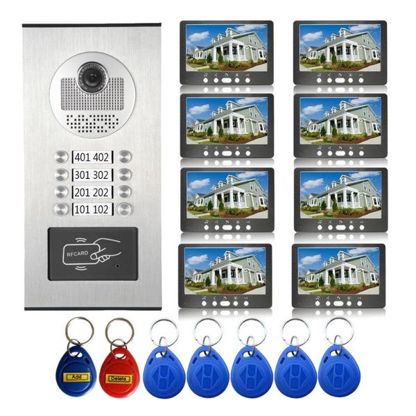 video door phones 7'' wired phone intercom system rfid access entry camera bell 8/6/4 monitors multi- apartments/family/home
video door phones 7'' wired phone intercom system rfid access entry camera bell 8/6/4 monitors multi- apartments/family/home