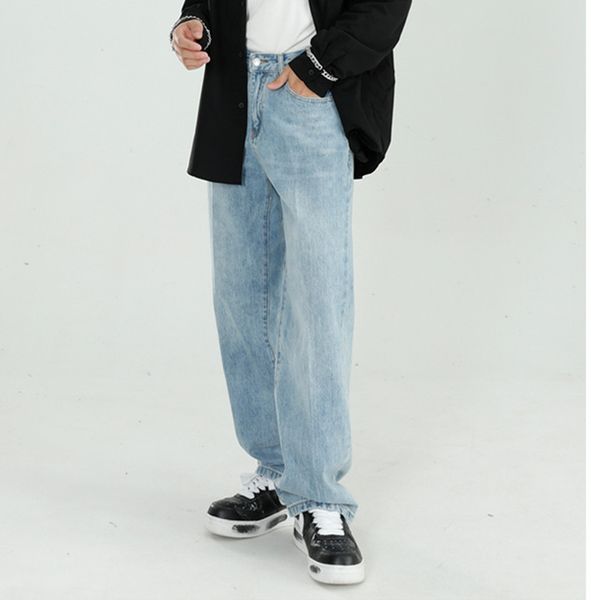 men vintage washed loose casual basic style straight jeans trousers male streetwear hip hop denim pant, Blue
men vintage washed loose casual basic style straight jeans trousers male streetwear hip hop denim pant, Blue