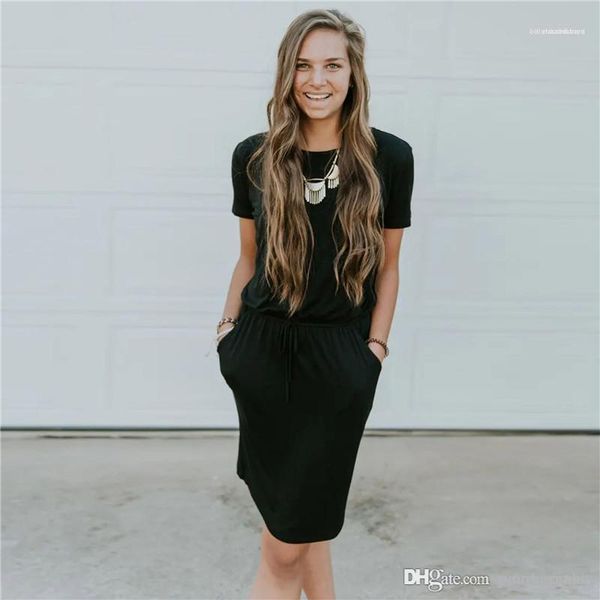cloth solid designer lace up woman casual dress fashion short sleeve donna dress brief lady slim, Black;gray
cloth solid designer lace up woman casual dress fashion short sleeve donna dress brief lady slim, Black;gray