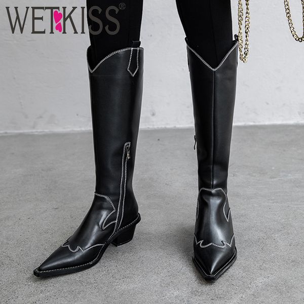 wetkiss knee high western boots women high heels boot female cow leather shoes ladies pointed toe sewing shoes women winter 2020, Black
wetkiss knee high western boots women high heels boot female cow leather shoes ladies pointed toe sewing shoes women winter 2020, Black