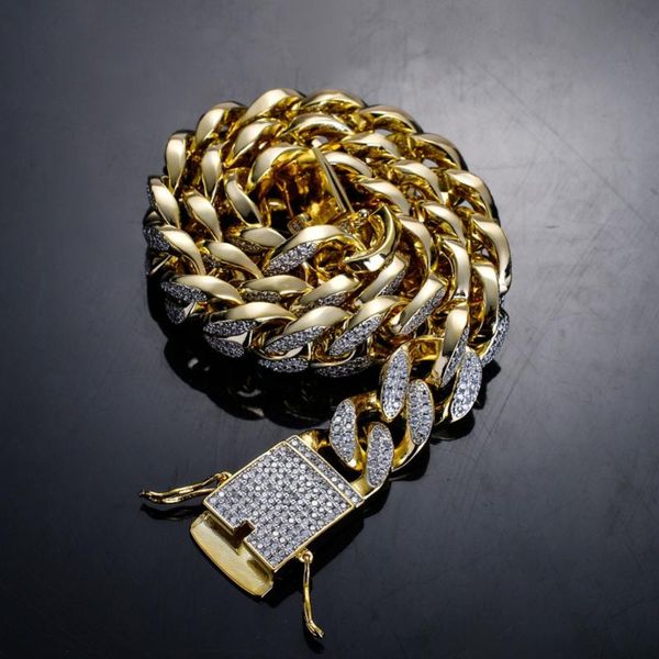 18mm hip hop rock heavy cuban miami link chain necklace men bling iced out cz stone necklaces rapper jewelry gold color, Silver
18mm hip hop rock heavy cuban miami link chain necklace men bling iced out cz stone necklaces rapper jewelry gold color, Silver