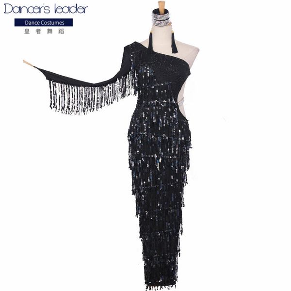 stage wear latin dance sequined tassel skirt competition suit black slim long side straps ladies performance clothing, Black;red
stage wear latin dance sequined tassel skirt competition suit black slim long side straps ladies performance clothing, Black;red