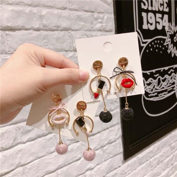 fashion brand lipstick lips earrings autumn winter hair ball pendant asymmetric earring gift for woman 1 pair, Silver
fashion brand lipstick lips earrings autumn winter hair ball pendant asymmetric earring gift for woman 1 pair, Silver