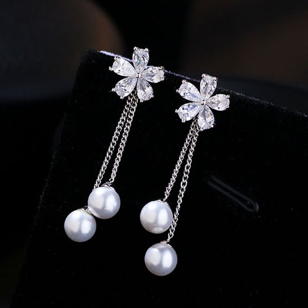 new trendy delicate cubic zirconia crystal flower tassel earring luxury long chain women's pearl earrings wedding jewelry 2020, Golden;silver
new trendy delicate cubic zirconia crystal flower tassel earring luxury long chain women's pearl earrings wedding jewelry 2020, Golden;silver