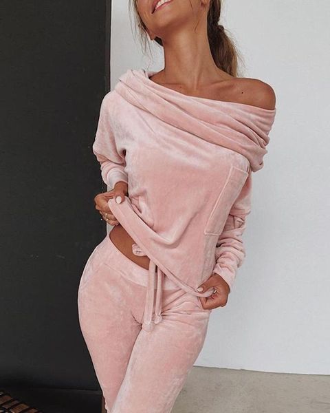 women's hoodies & sweatshirts sweatshirt women 2 pieces set tracksuit autumn one shoulder pants sets sport wear velvet lounge suit, Black
women's hoodies & sweatshirts sweatshirt women 2 pieces set tracksuit autumn one shoulder pants sets sport wear velvet lounge suit, Black