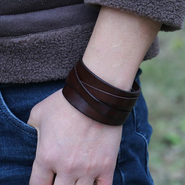 tennis punk genuine leather bracelet for men wide vintage wrap bracelets female male trendy jewelry, Golden;silver
tennis punk genuine leather bracelet for men wide vintage wrap bracelets female male trendy jewelry, Golden;silver