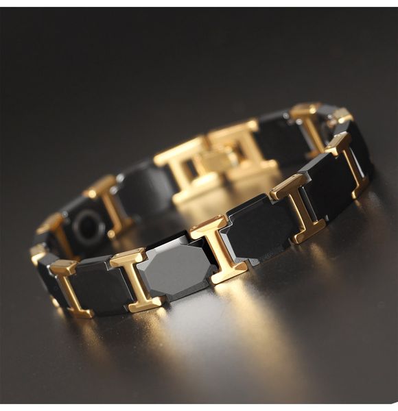 link, chain luxury men gold bracelet health black ceramic bio magnetic germanium bracelets hand link stainless steel jewelry
link, chain luxury men gold bracelet health black ceramic bio magnetic germanium bracelets hand link stainless steel jewelry