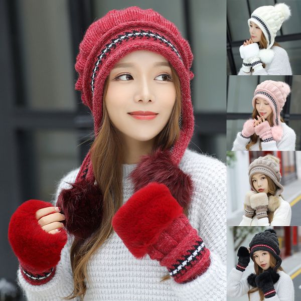 beanie/skull caps cute women knitted hat gloves set xmas winter warming thicken crochet beanie tc21, Blue;gray
beanie/skull caps cute women knitted hat gloves set xmas winter warming thicken crochet beanie tc21, Blue;gray